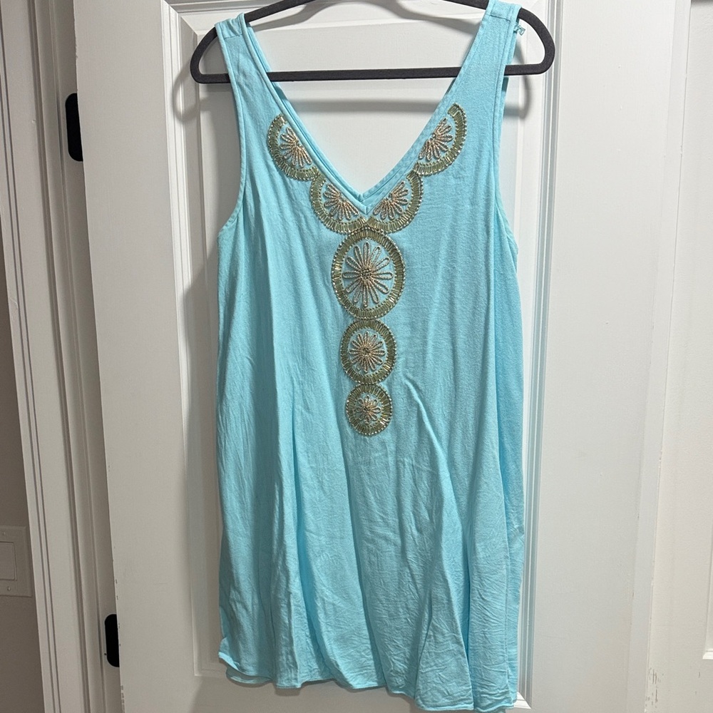 Lilly Pulitzer Light Blue Embroidered Tank Top